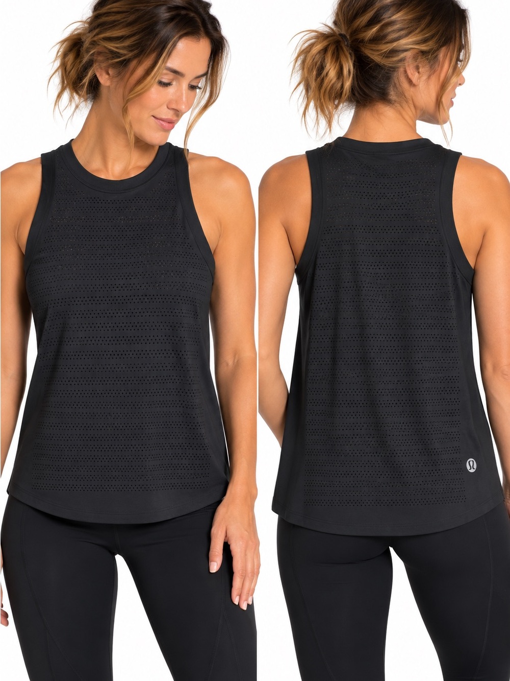 lululemon athletica Black Perforated Racerback Tank